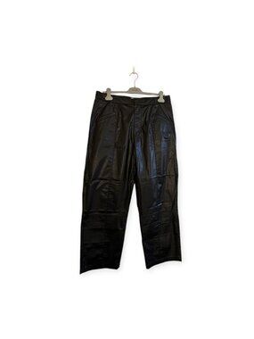 Isabel Marant Aude Coated Cotton Pants Black Cropped High Rise 42 NWT